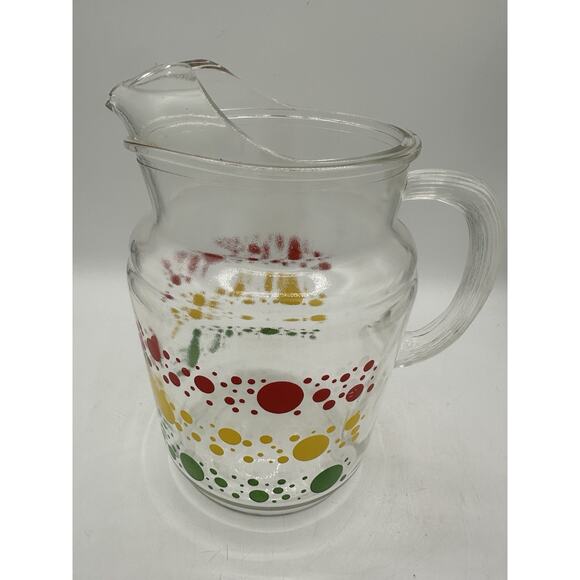 MCM Anchor Hocking Overlapping Circles Glass Pitcher Read VTG Read - Picture 6 of 7